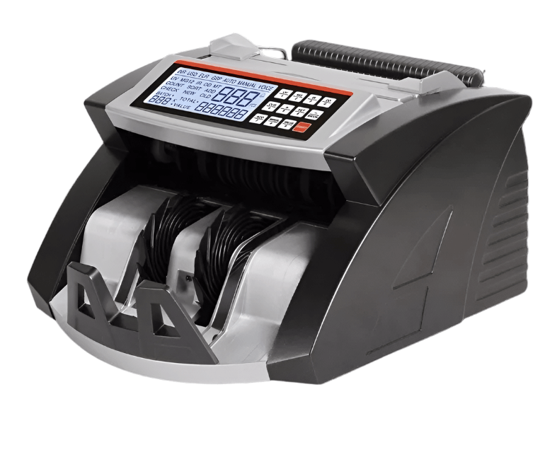 RUNTOP AU-100 Money Counter Side View – High-Speed Cash Counting Machine for AUD